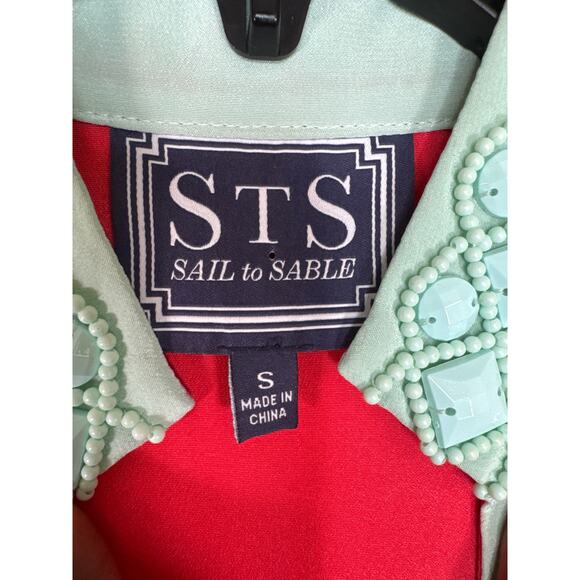 Sail to Sable Silk Beaded Sequin Neck Shift Dress Reddish Orange Rust Size Small - Picture 4 of 5